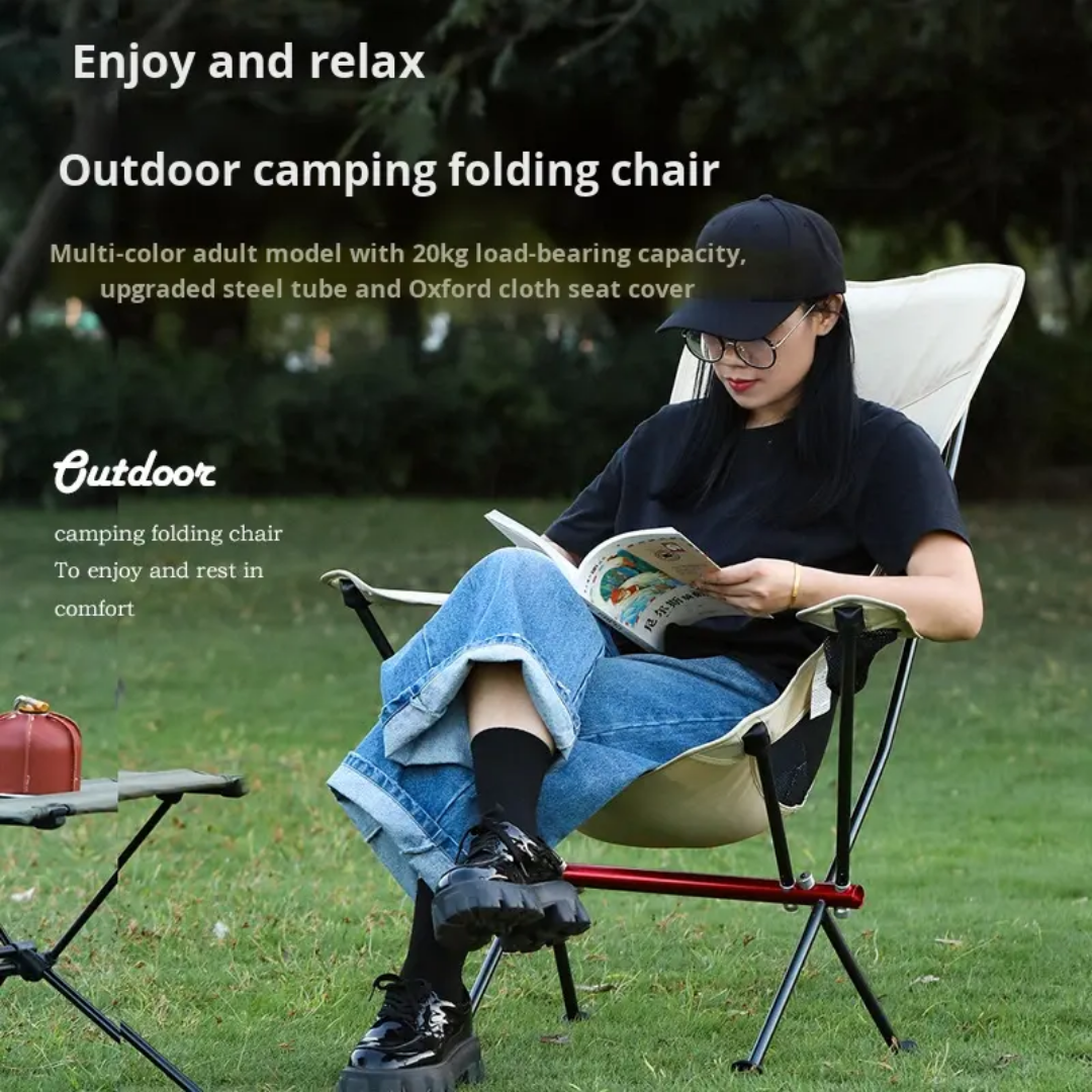 Super Portable Folding Camping Chair Light Weight Back Rest Moon Chair With Bag
