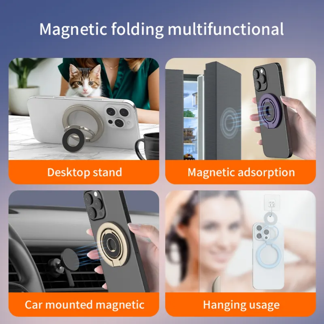 360 degree Ultra-thin Magnetic Ring Holder Rotational Detachable Double Side Strong Magnet Finger Stan