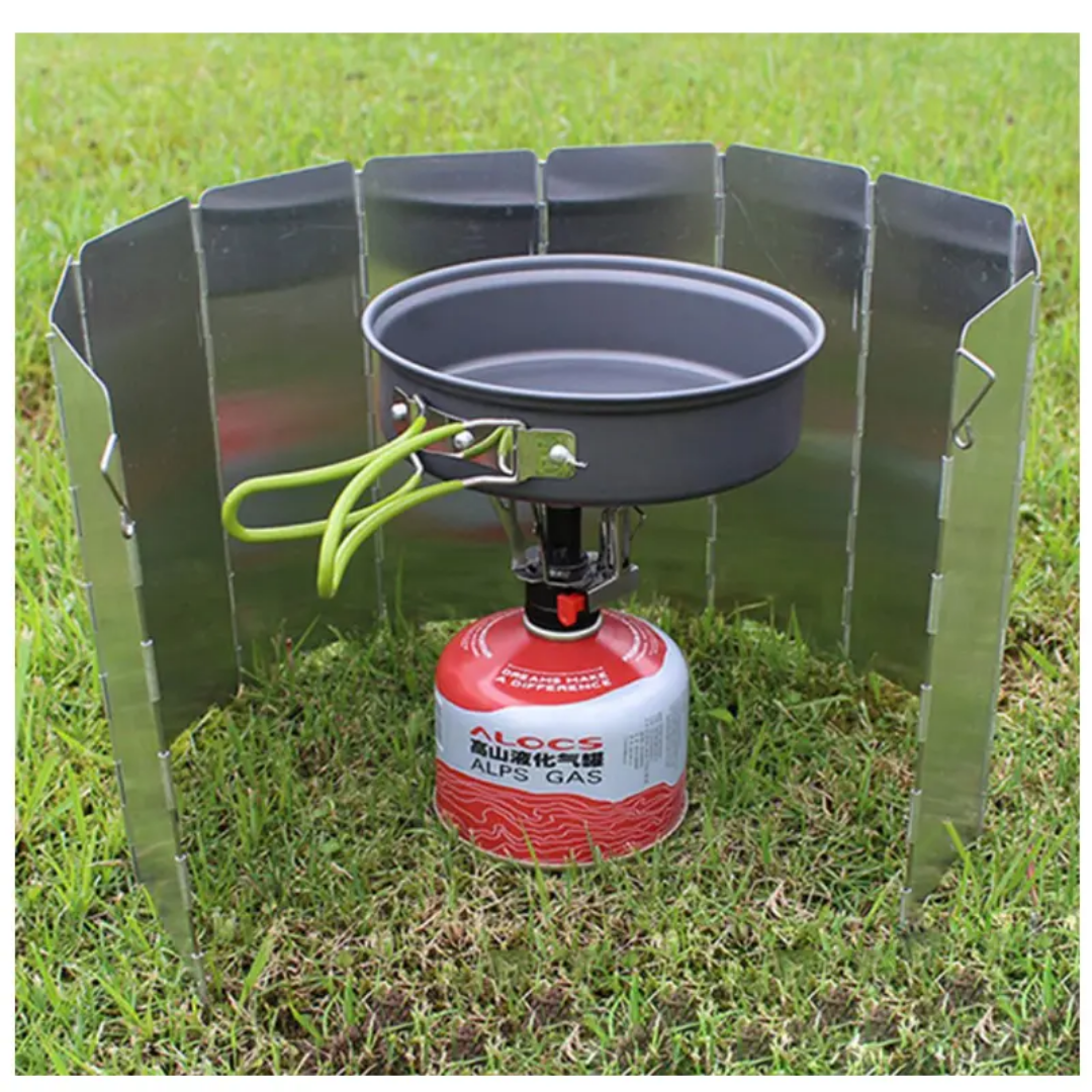 Camping Stove Wind Shield Aluminum Alloy Foldable 10 Plates for Camping Picnic Hiking Outdoor Adventures