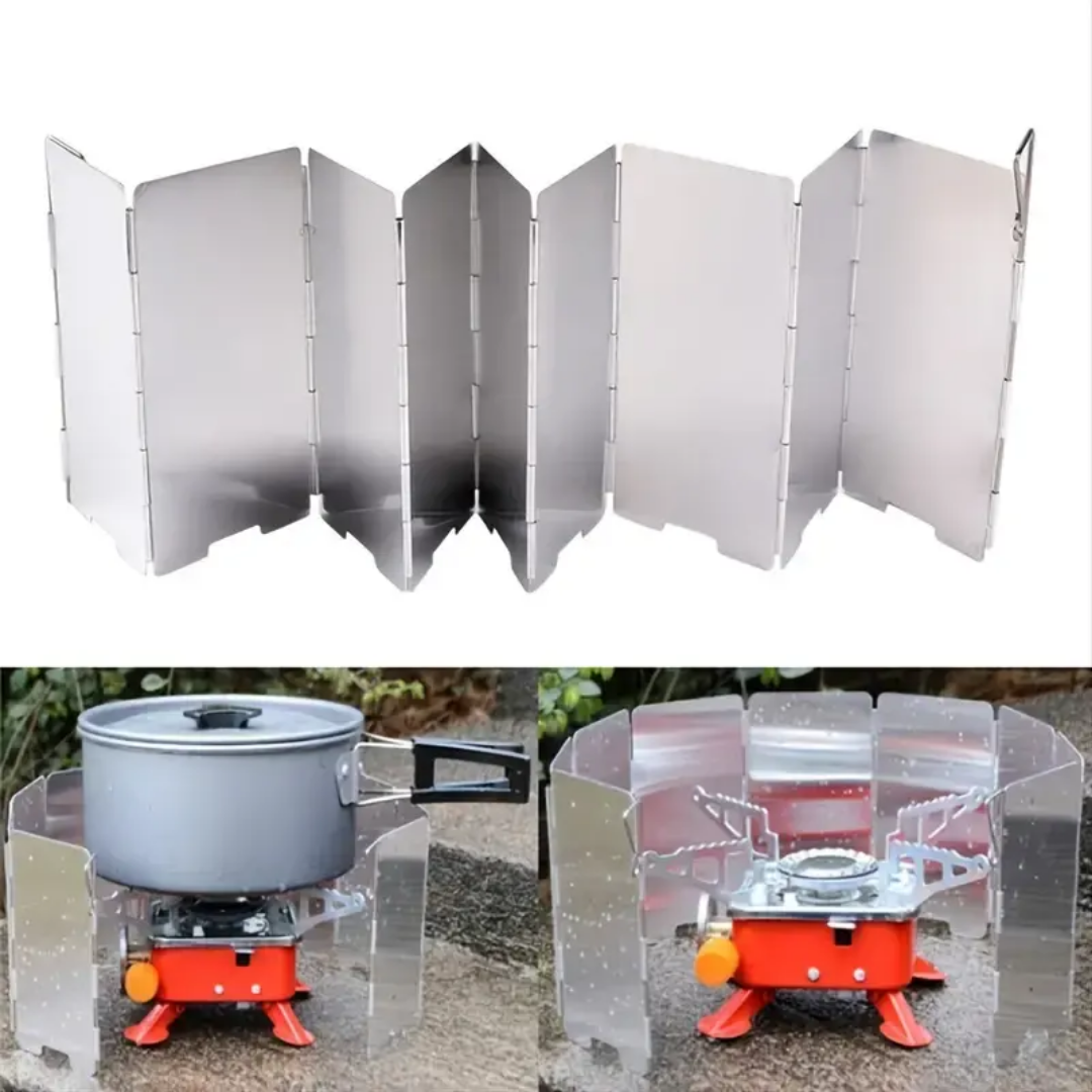 Camping Stove Wind Shield Aluminum Alloy Foldable 10 Plates for Camping Picnic Hiking Outdoor Adventures