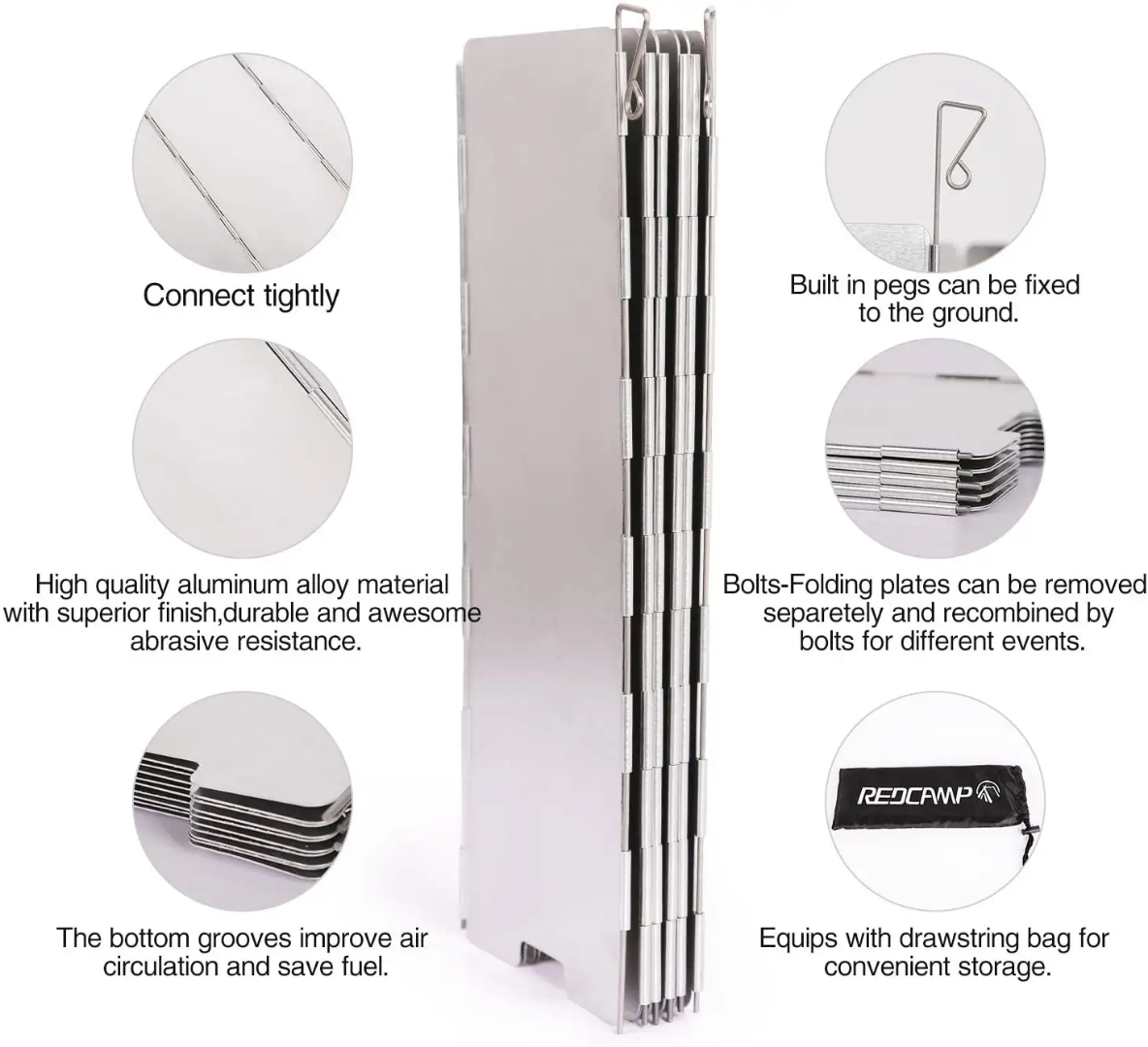 Camping Stove Wind Shield Aluminum Alloy Foldable 10 Plates for Camping Picnic Hiking Outdoor Adventures