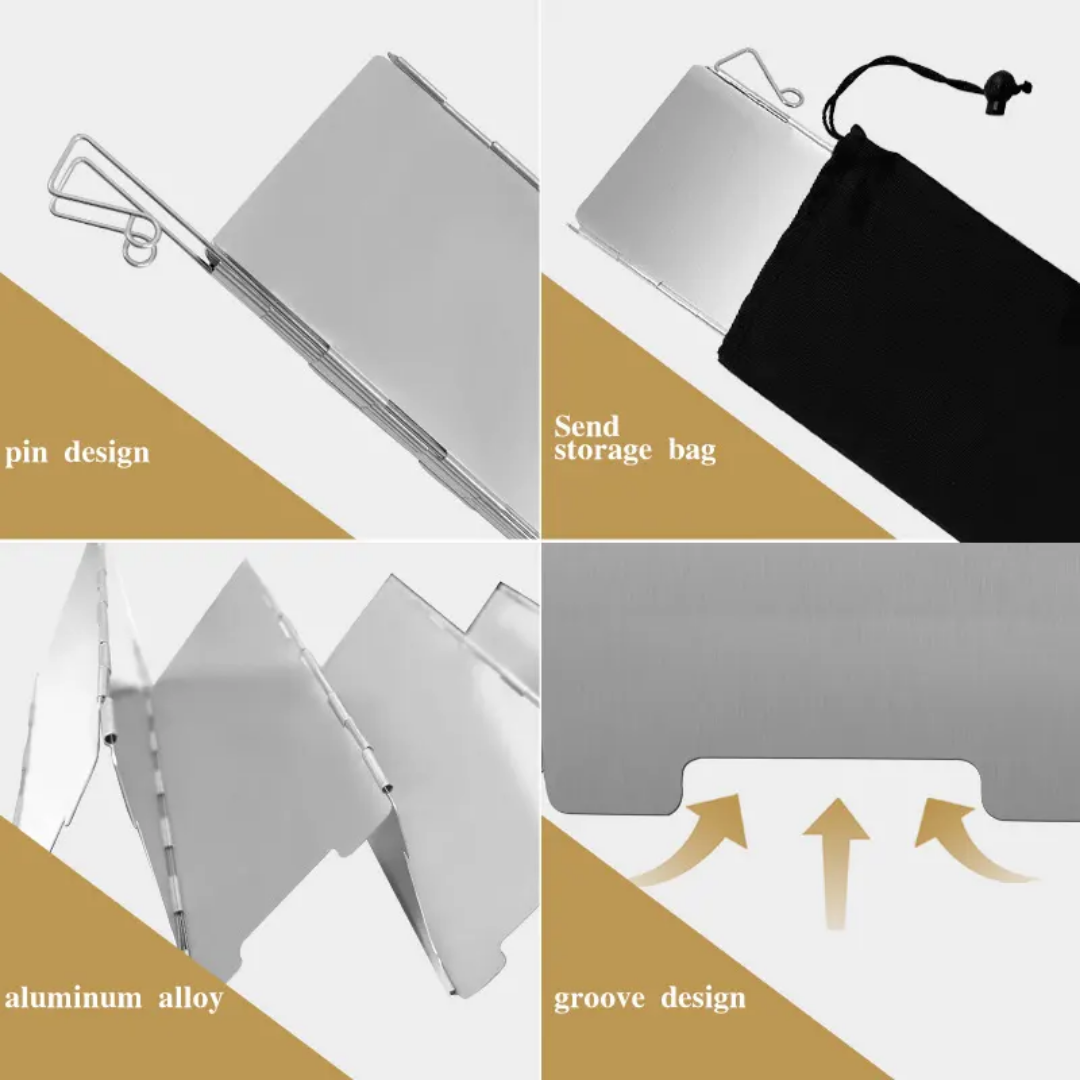 Camping Stove Wind Shield Aluminum Alloy Foldable 10 Plates for Camping Picnic Hiking Outdoor Adventures
