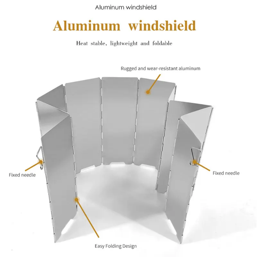 Camping Stove Wind Shield Aluminum Alloy Foldable 10 Plates for Camping Picnic Hiking Outdoor Adventures
