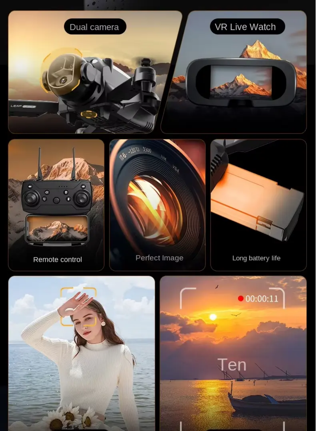 HD Dual Camera Full Set With Remote Control for beginners Flight Learning High Definition Aerial Photography VR Drone