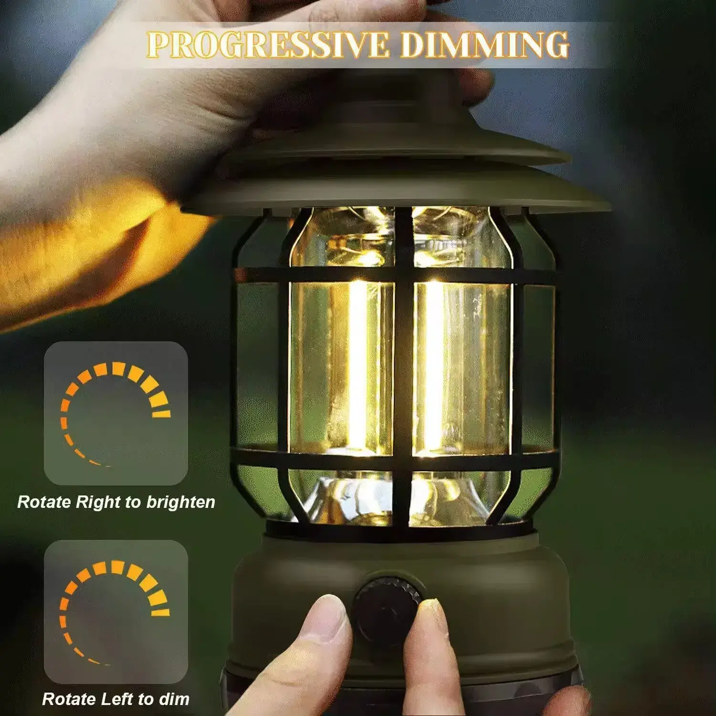 Camping Lamp Lantern Stand Dimming Portable Rechargeable Bright Vintage Outdoor Long Endurance Tent Lamp