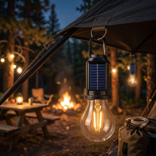 Solar Camping Light Remote Control USB Type-C Charging Tungsten Filament Atmosphere Rechargeable Hooked Lamp