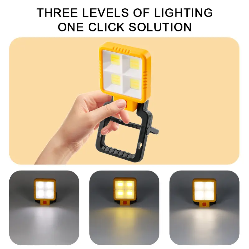 Outdoor Solar And USB Rechargeable Waterproof Durable LED Work Light With Foldable Bracket Stand