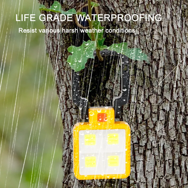 Outdoor Solar And USB Rechargeable Waterproof Durable LED Work Light With Foldable Bracket Stand