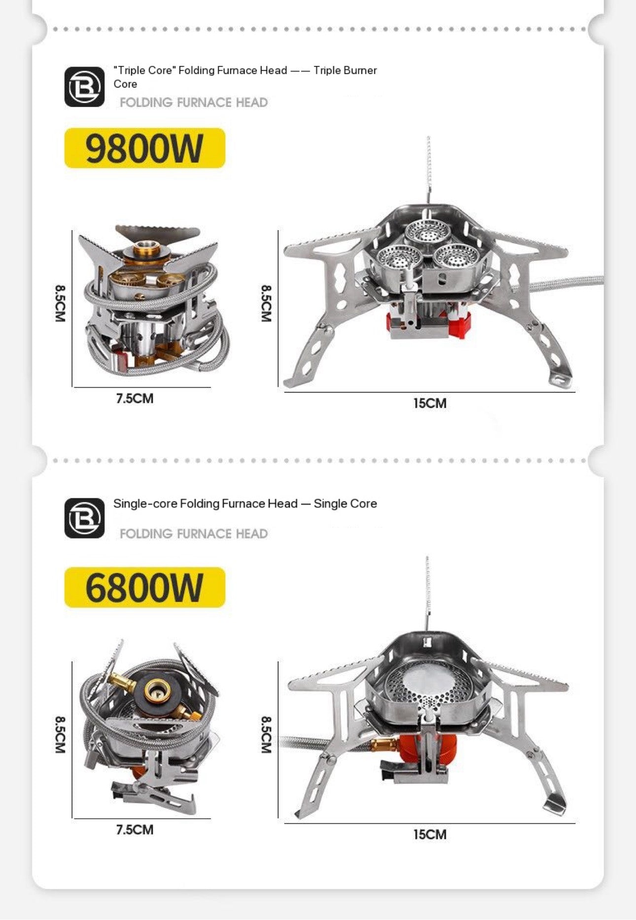 Camping Stove 12800 Watt Super 3 Burner Stove Palm Size Boil Water in 1 Minute  Unified Cooking Pure Copper Head Wind Proof Fierce Pocket Stove Automatic Free Gas + Free Extra Connector + Free Storage Box