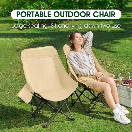 Portable Folding Moon Chair Camping chair Outdoor Beach chair Fishing stool wild Table Chair High Back Adjustable Seat Camping Gear