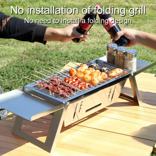 Easy Assembly Outdoor Grill-to-Carry Grill Portable Stainless Steel BBQ Grill For Outdoor Camping and Picnic Foldable Charcoal Barbecue