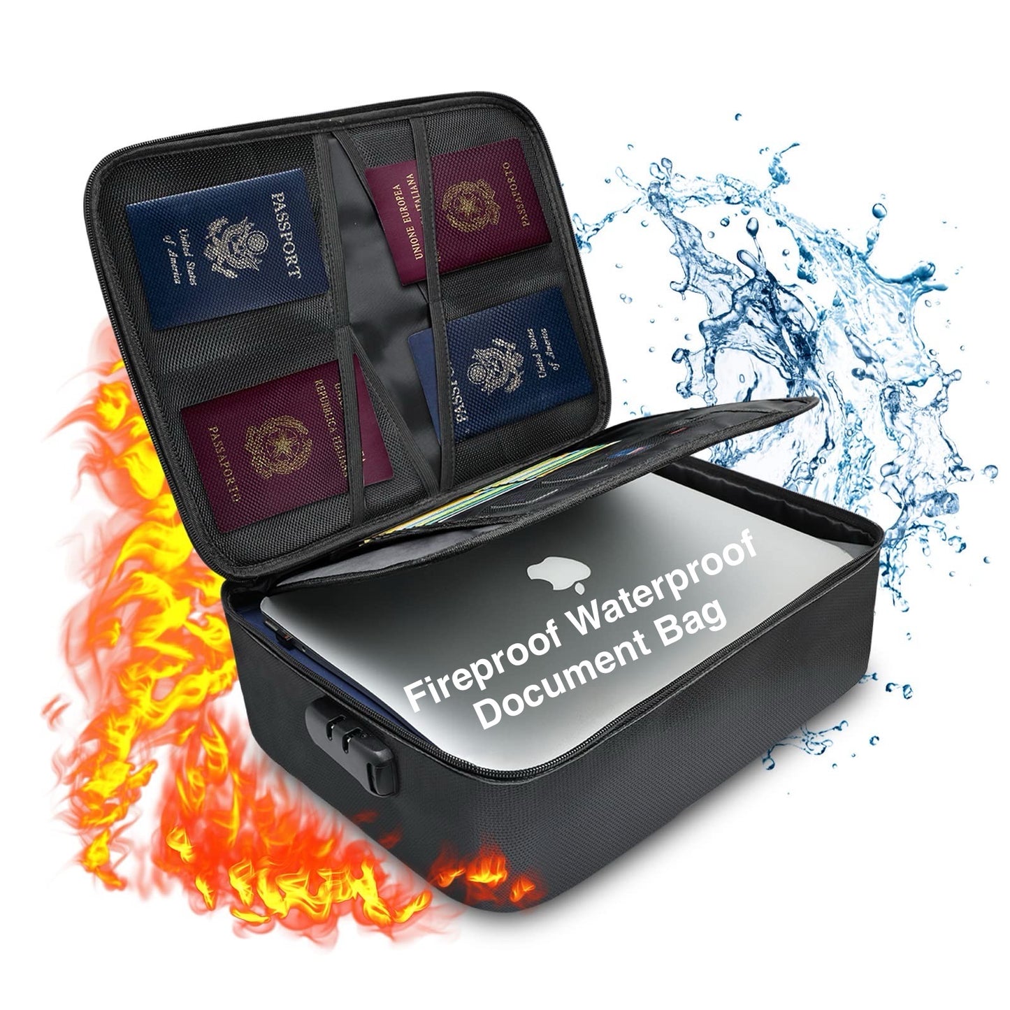 Fireproof Waterproof Documents Bag 300 plus certificates one big compartments 5 Side Passport Photo Laalpurja Cheque Book with zipper lock handle premium quality