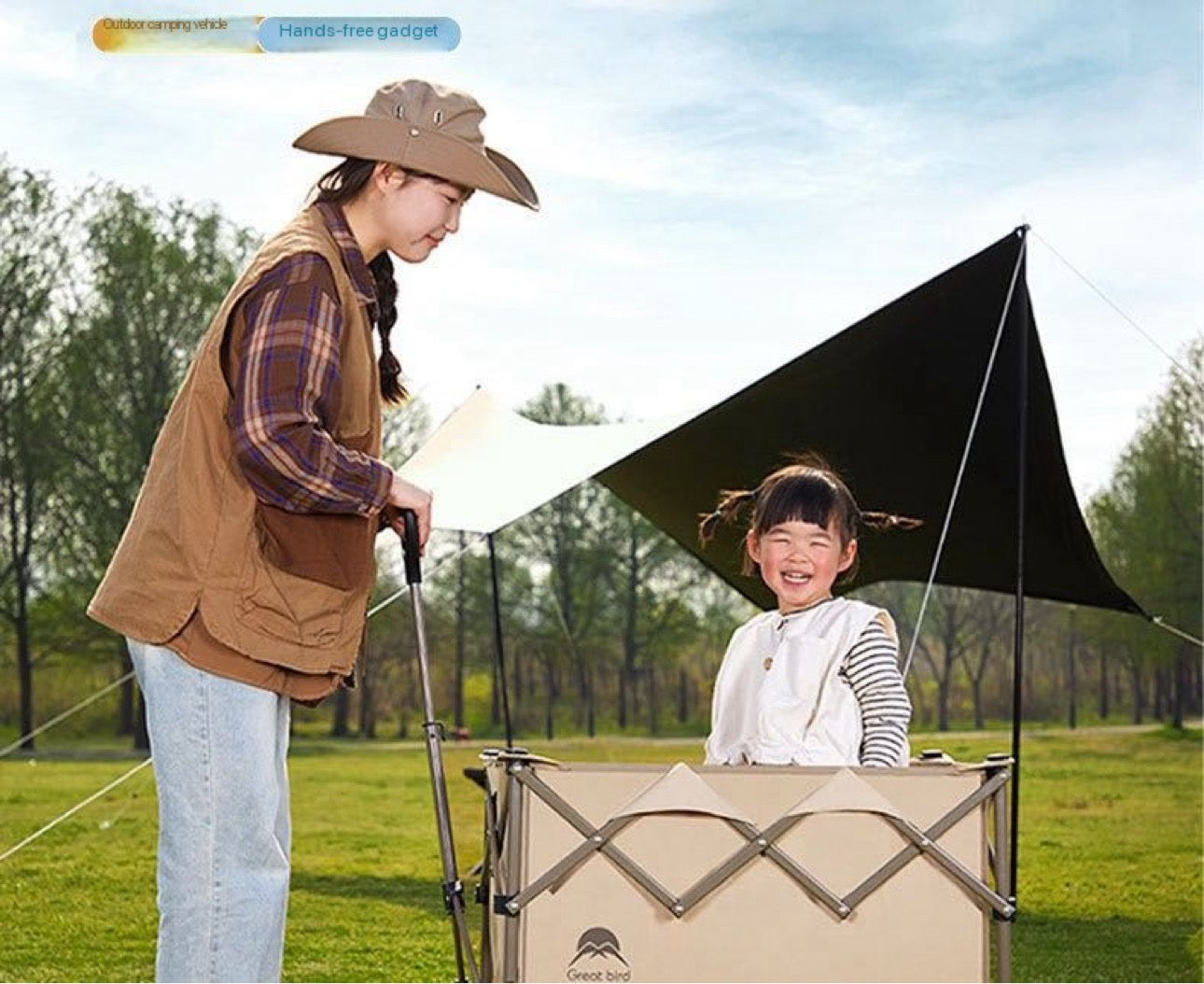 Large Camping Trolley Folding 200 Liter Multipurpose Big Wheels Strong Premium indoor & Outdoor Easily Fit in Trunk Carbon Steel Rust Free Extra Strong Shopping or Outdoor Adventure Camping Picnic or Street