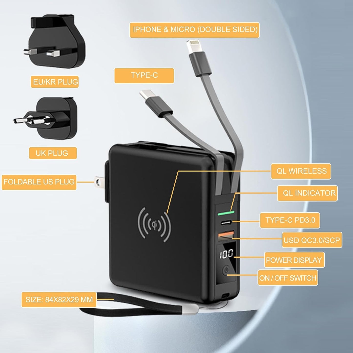 Ultimate Power Bank got everything Power Bank Comes with inbuilt Charger 10000mAH ,PD20W Magnetic Wireless Fast Charging PowerBank Wireless Charging Inbuilt Adapter