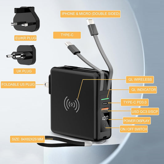 Ultimate Power Bank got everything Power Bank Comes with inbuilt Charger 10000mAH ,PD20W Magnetic Wireless Fast Charging PowerBank Wireless Charging Inbuilt Adapter