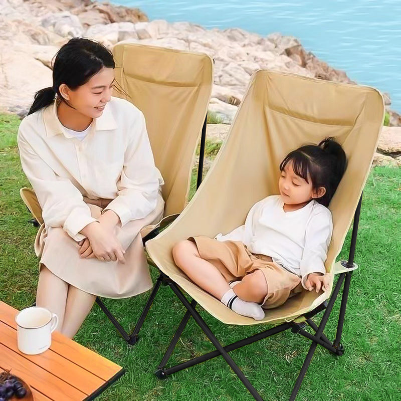Portable Folding Moon Chair Camping chair Outdoor Beach chair Fishing stool wild Table Chair High Back Adjustable Seat Camping Gear