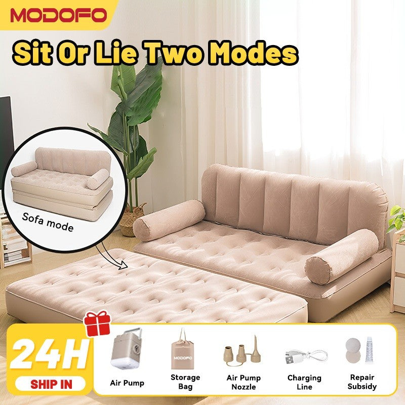 Luxury Air Sofa Bed Auto Inflatable Air Mattress Best for Camping must have for Home & Car. King Size Bed 6 Feet by 5