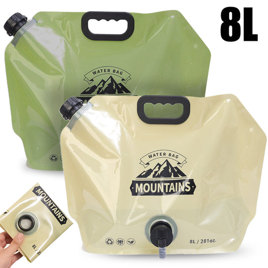 Pocket Bucket Pro Outdoor Water Storage Bag 8L Travel Camping Food Grade Large Capacity Portable Plastic Water bag With Faucet Handle