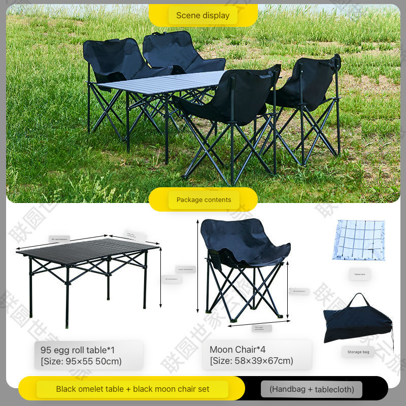 Camping Set Portable Table with 4 Chairs Set Bundle Offer Fold it in Bag Bring Anywhere Camping Trekking Travel Picnic Rooftop Garden Balcony Restaurants Light Weight Super Portable & Durable