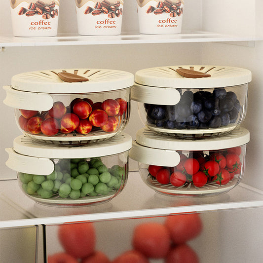 Fruit Drain Basket With Lid vegetable Washing Bowl Foldable Handle Portable Fridge Food Storage Container