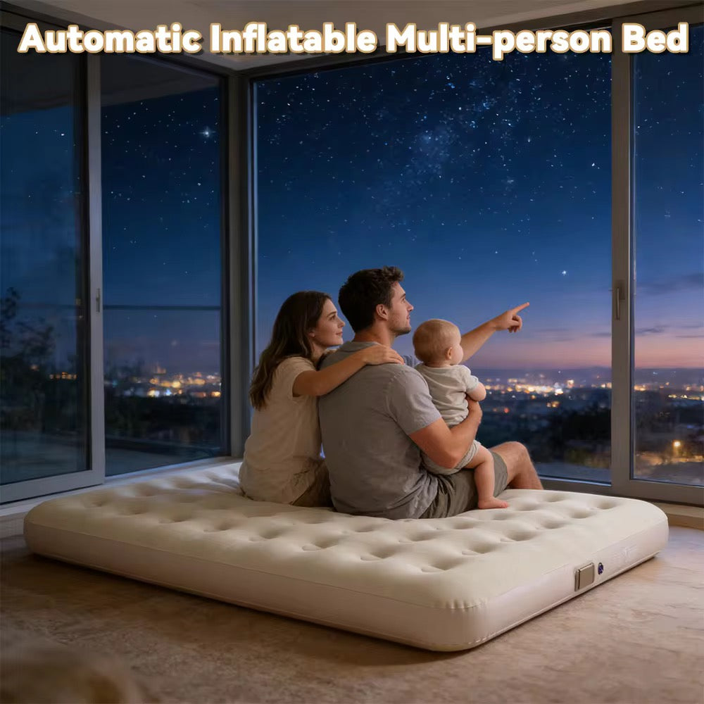 Modern (200*150*25) King Size PVC Inflatable Air Bed Self-Inflation  Waterproof  Built-in-Pump For Outdoor Camping and Indoor Use Comfortable Portable Air Bed