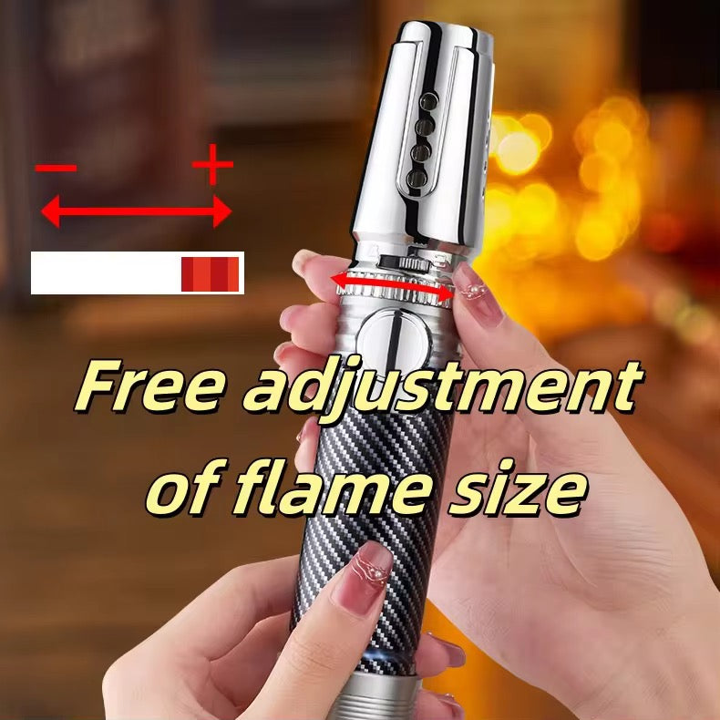 Camping BBQ Campfire Fire Starter Metal Lighter - Adjustable - Turbo Flame Windproof - Refillable Butane Jet Lighter for Survival Home Travel Outdoor Adventure Must have