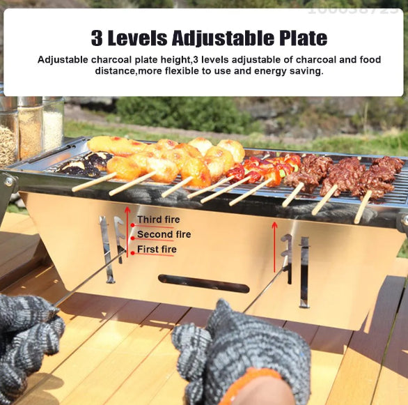 Easy Assembly Outdoor Grill-to-Carry Grill Portable Stainless Steel BBQ Grill For Outdoor Camping and Picnic Foldable Charcoal Barbecue