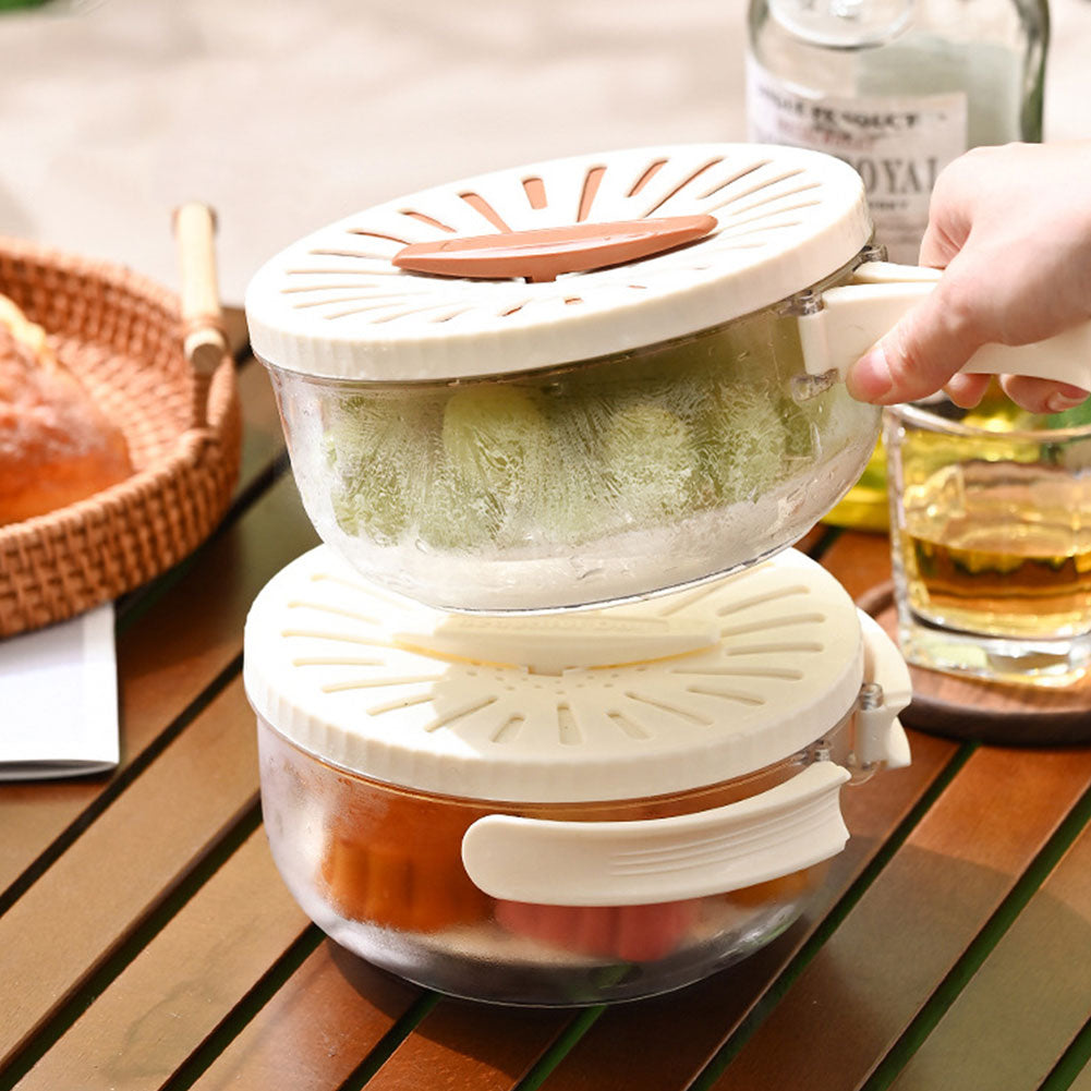Fruit Drain Basket With Lid vegetable Washing Bowl Foldable Handle Portable Fridge Food Storage Container