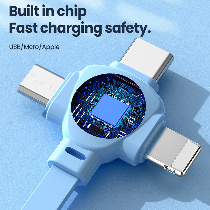3 in 1 Travel Cable Retractable Charging Cable USB Fast Charge Cable W ...