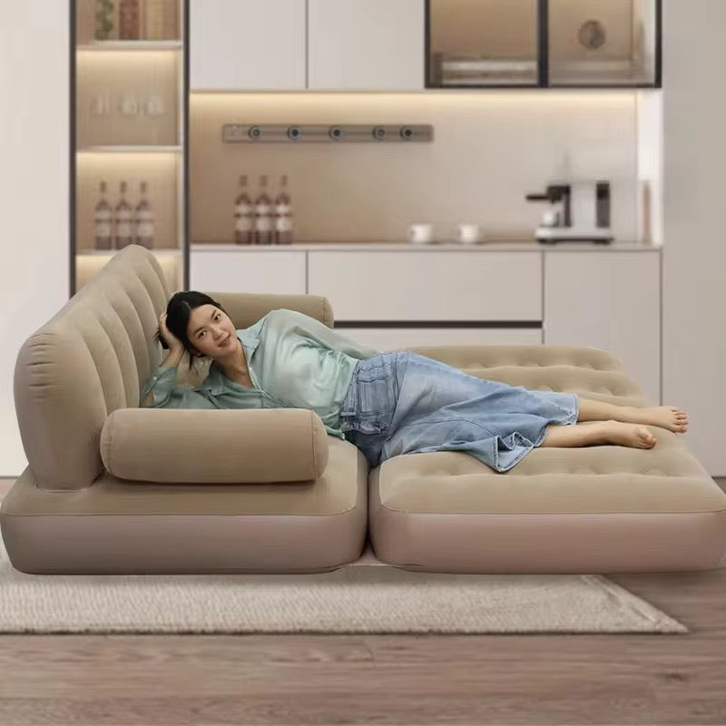 2 in 1 Auto inflatable Air Bed Sofa Mattress Single Bed 200X90 CM Camping Bed 1 Minutes Sofa to Bed Luxury While Camping With High Power Inbuilt pump with camping Light Home Instant Guest Bed Roof Top Outdoor Relaxing Sofa Bed