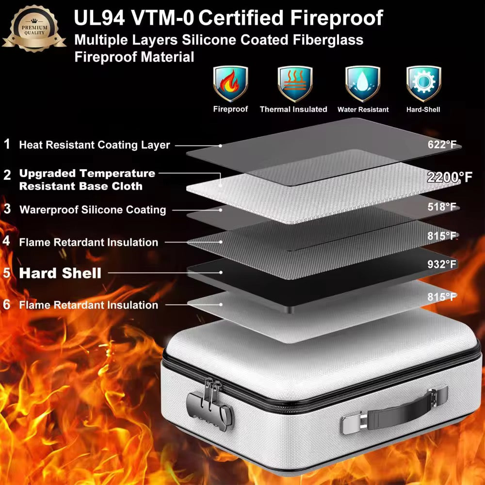 Fireproof Waterproof Documents Bag 300 plus certificates one big compartments 5 Side Passport Photo Laalpurja Cheque Book with zipper lock handle premium quality