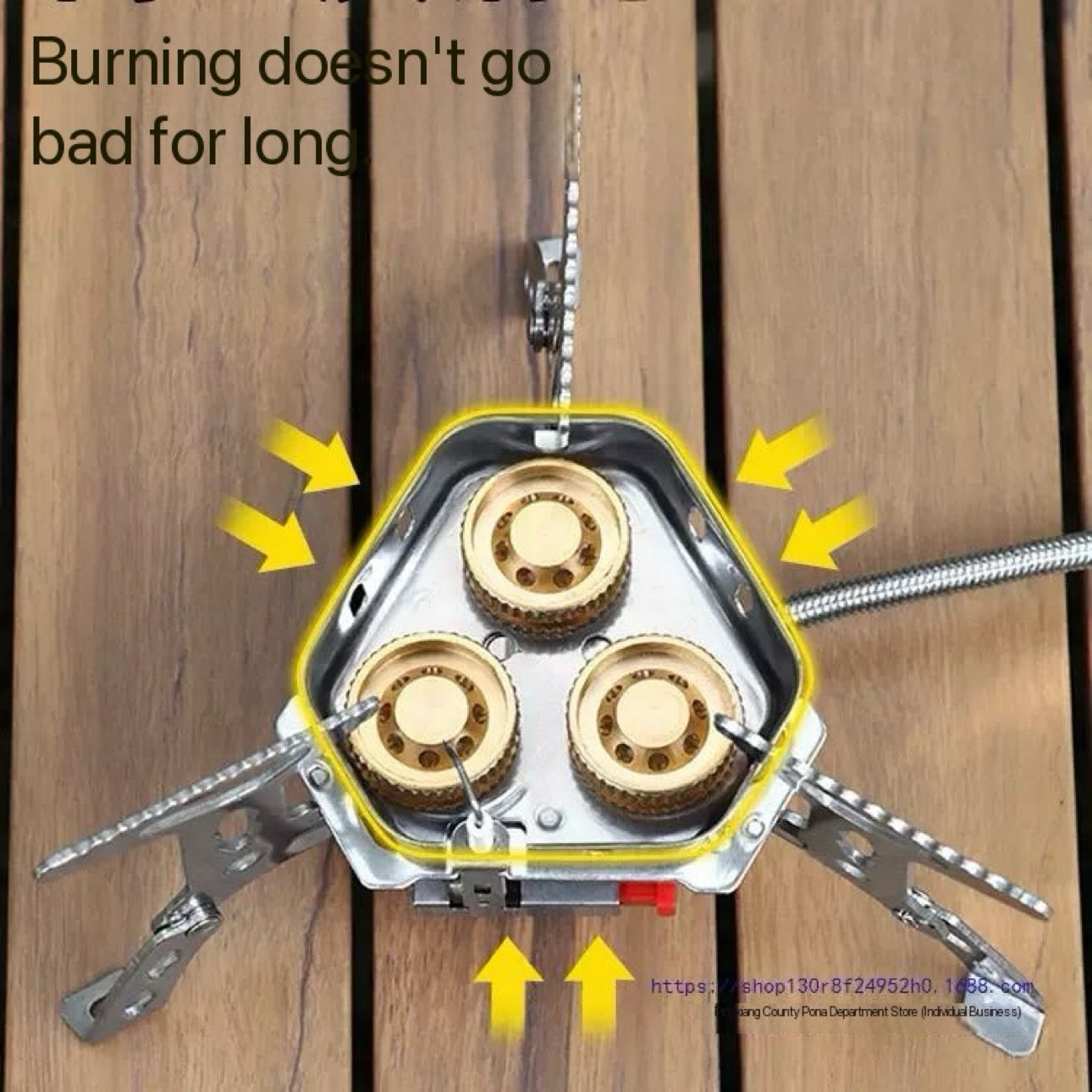 Camping Stove 12800 Watt Super 3 Burner Stove Palm Size Boil Water in 1 Minute  Unified Cooking Pure Copper Head Wind Proof Fierce Pocket Stove Automatic Free Gas + Free Extra Connector + Free Storage Box