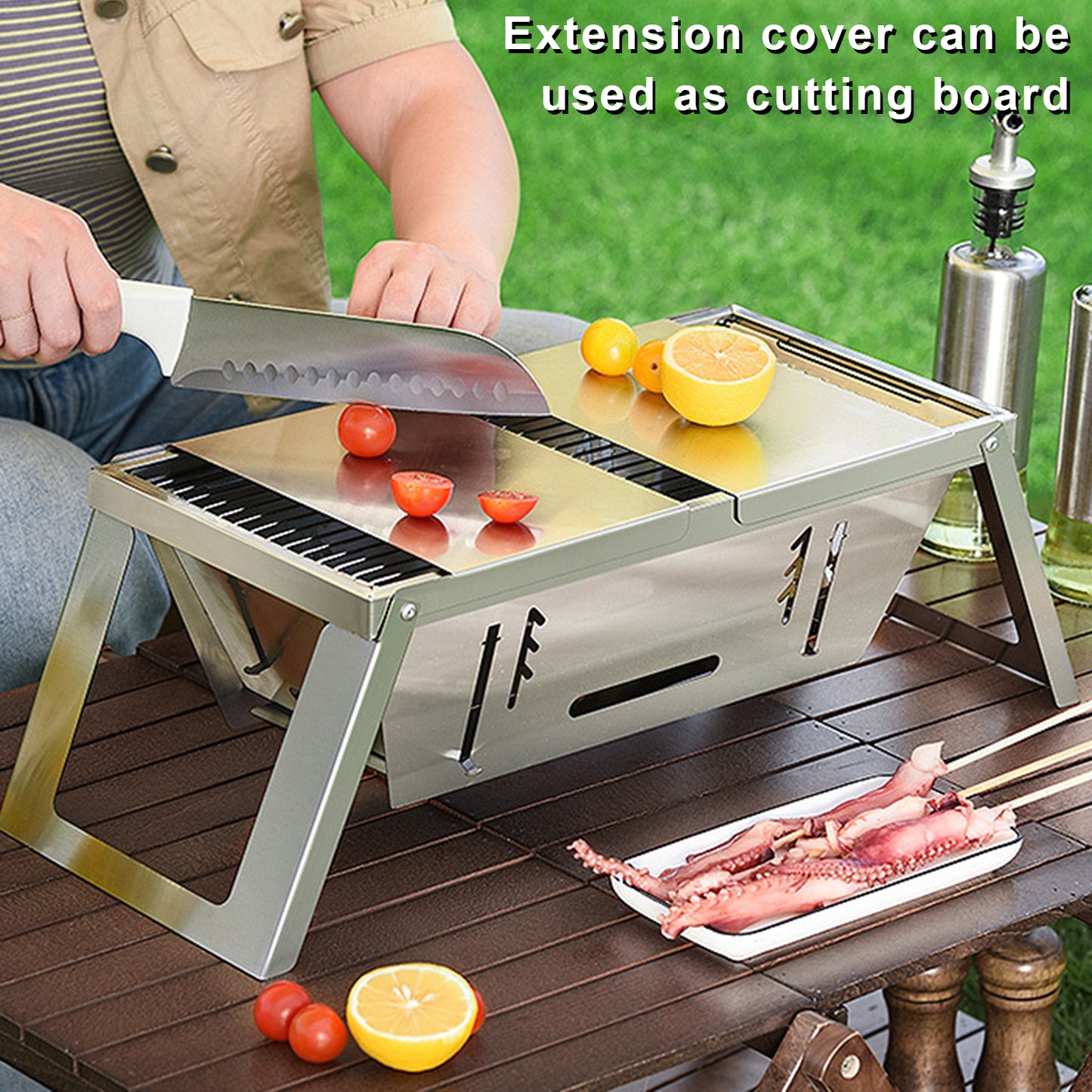 Easy Assembly Outdoor Grill-to-Carry Grill Portable Stainless Steel BBQ Grill For Outdoor Camping and Picnic Foldable Charcoal Barbecue
