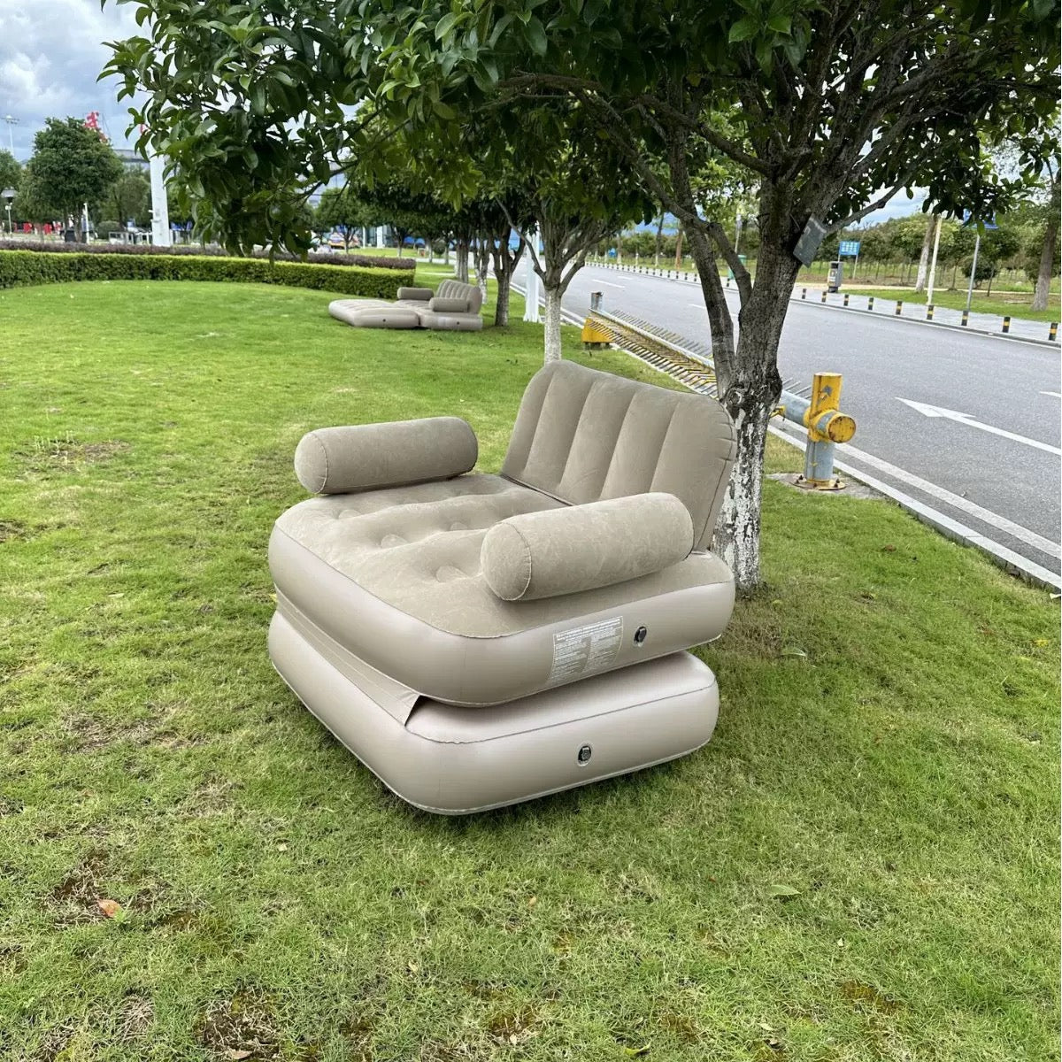 2 in 1 Auto inflatable Air Bed Sofa Mattress Single Bed 200X90 CM Camping Bed 1 Minutes Sofa to Bed Luxury While Camping With High Power Inbuilt pump with camping Light Home Instant Guest Bed Roof Top Outdoor Relaxing Sofa Bed