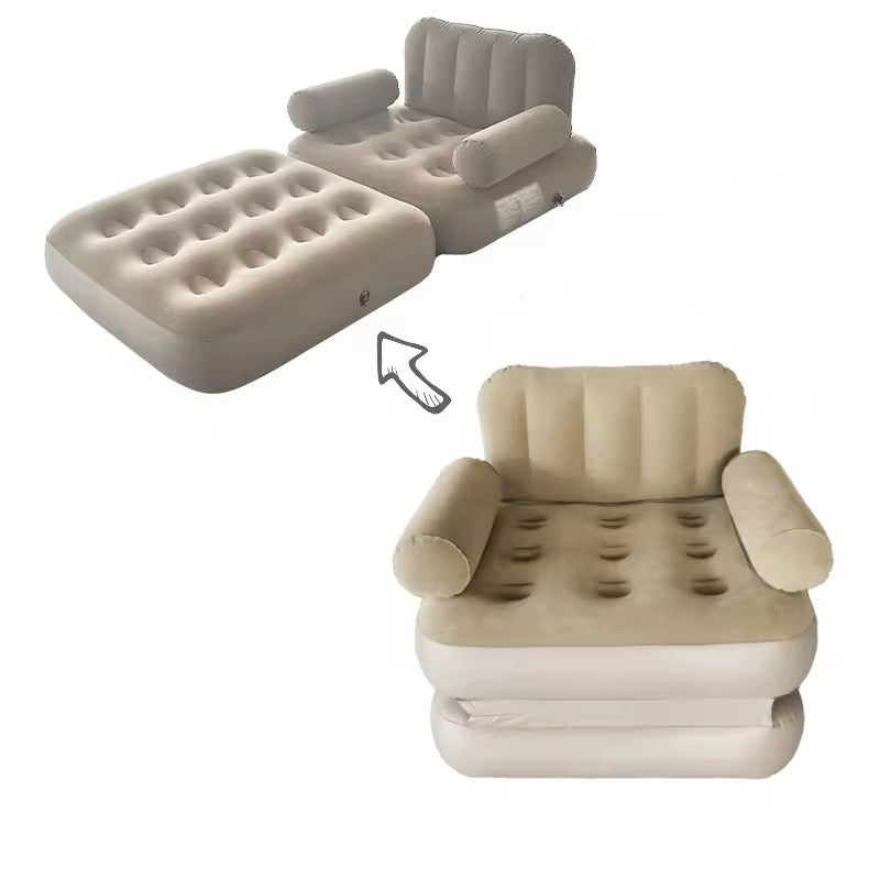 2 in 1 Auto inflatable Air Bed Sofa Mattress Single Bed 200X90 CM Camping Bed 1 Minutes Sofa to Bed Luxury While Camping With High Power Inbuilt pump with camping Light Home Instant Guest Bed Roof Top Outdoor Relaxing Sofa Bed