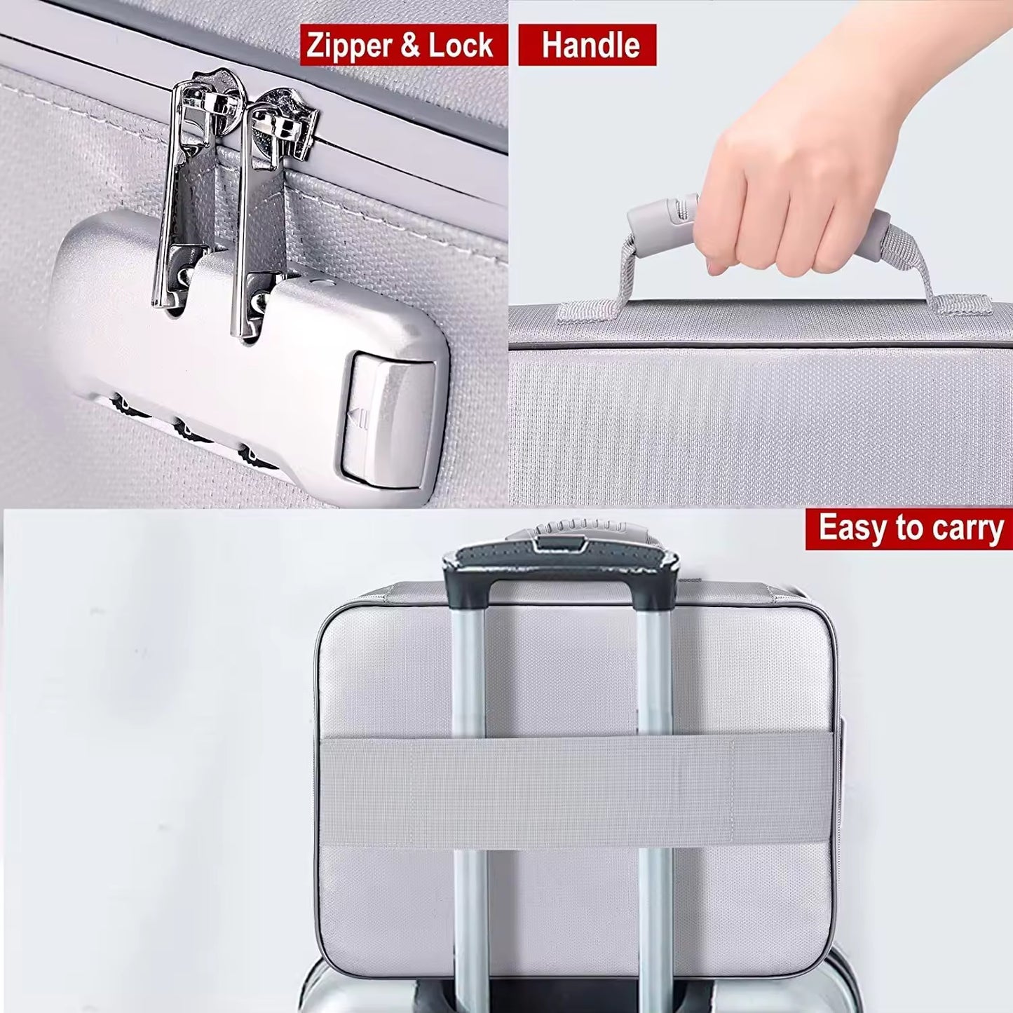 Fireproof Waterproof Documents Bag 300 plus certificates one big compartments 5 Side Passport Photo Laalpurja Cheque Book with zipper lock handle premium quality