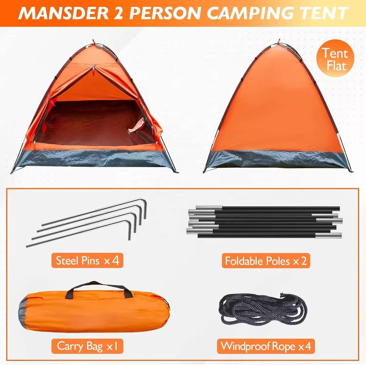 Ultra Portable Camping Tent Pro Fits on backpack double layers bug proof waterproof with zipper safety. Camping trekking travel picnic get shelter anytime anywhere