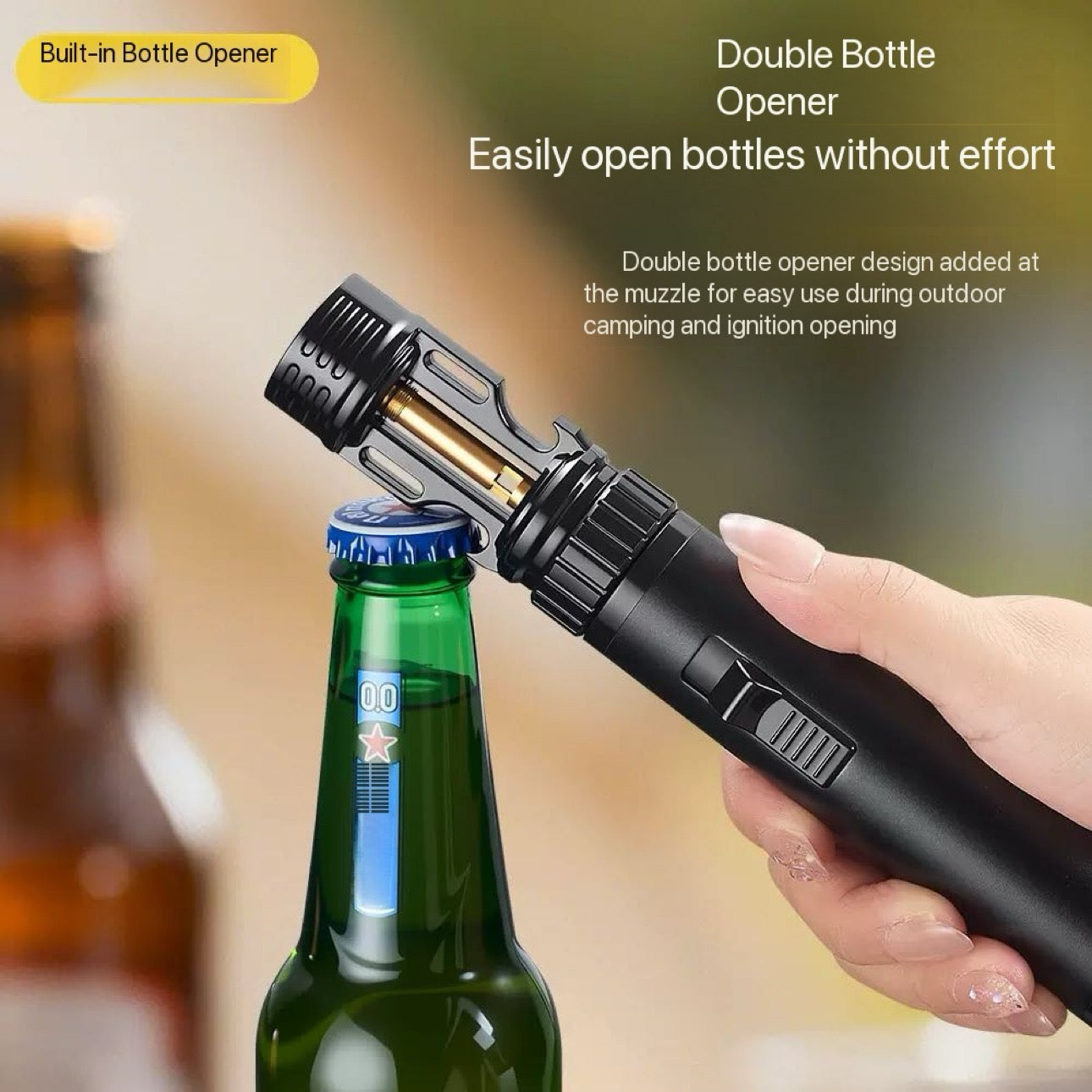 Camping BBQ Campfire Fire Starter Metal Lighter - Adjustable - Turbo Flame Windproof - Refillable Butane Jet Lighter for Survival Home Travel Outdoor Adventure Must have