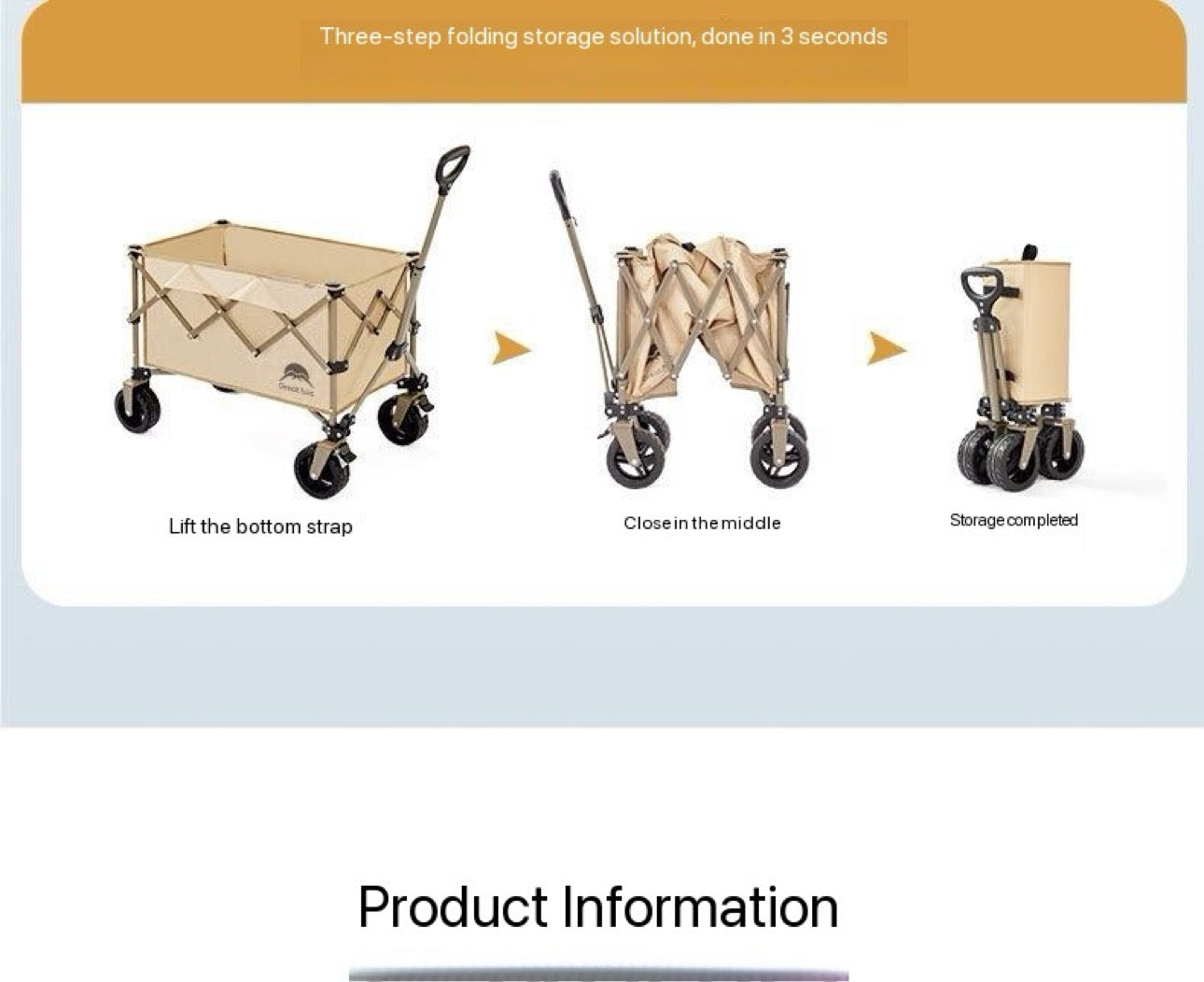 Large Camping Trolley Folding 200 Liter Multipurpose Big Wheels Strong Premium indoor & Outdoor Easily Fit in Trunk Carbon Steel Rust Free Extra Strong Shopping or Outdoor Adventure Camping Picnic or Street