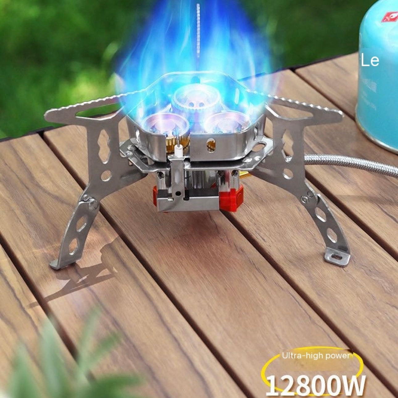 Camping Stove 12800 Watt Super 3 Burner Stove Palm Size Boil Water in 1 Minute  Unified Cooking Pure Copper Head Wind Proof Fierce Pocket Stove Automatic Free Gas + Free Extra Connector + Free Storage Box