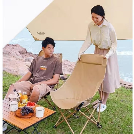 Camping Chair – जता गए पनि आरामले बस्नुहोस् | Folding Moon Chair | High-Back Portable Lounge | 150 kg | Portable with Carry Bag