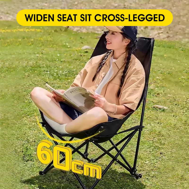 Portable Folding Moon Chair Camping chair Outdoor Beach chair Fishing stool wild Table Chair High Back Adjustable Seat Camping Gear
