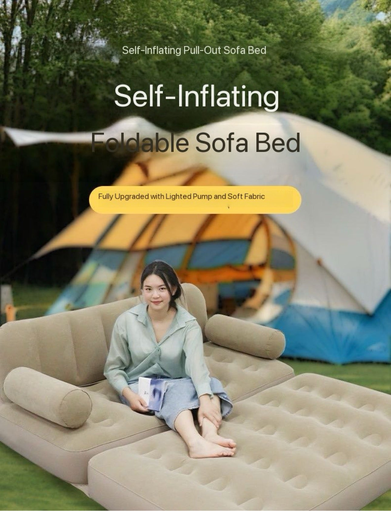Luxury Air Sofa Bed Auto Inflatable Air Mattress Best for Camping must have for Home & Car. King Size Bed 6 Feet by 5