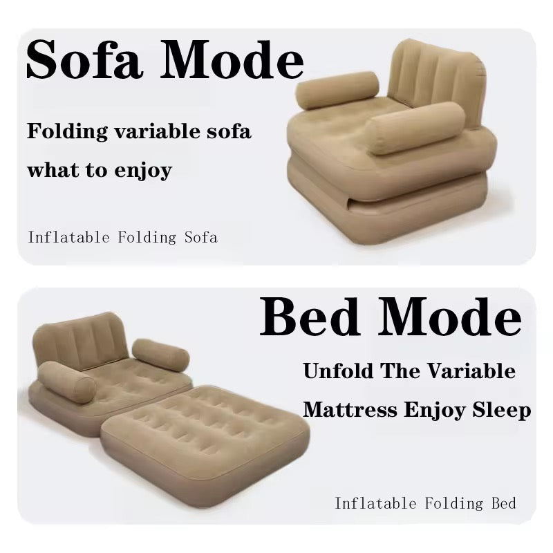 2 in 1 Auto inflatable Air Bed Sofa Mattress Single Bed 200X90 CM Camping Bed 1 Minutes Sofa to Bed Luxury While Camping With High Power Inbuilt pump with camping Light Home Instant Guest Bed Roof Top Outdoor Relaxing Sofa Bed