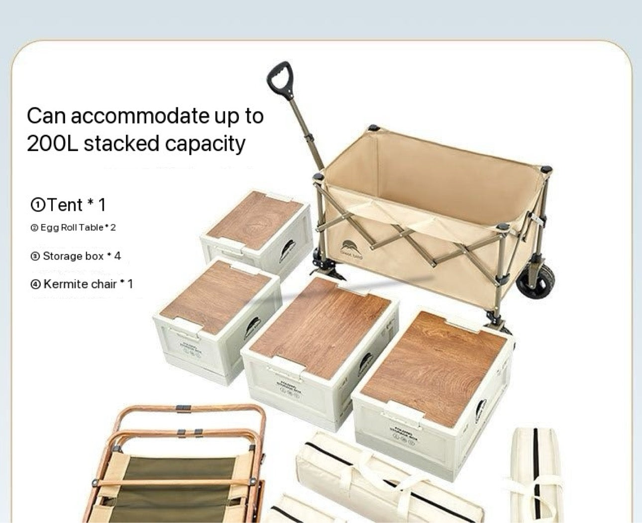 Large Camping Trolley Folding 200 Liter Multipurpose Big Wheels Strong Premium indoor & Outdoor Easily Fit in Trunk Carbon Steel Rust Free Extra Strong Shopping or Outdoor Adventure Camping Picnic or Street