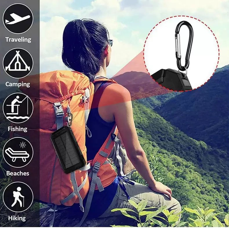 Rugged Solar Panel Power Bank 20000mAh - Waterproof & Shockproof Portable Charger with 4 Solar Panels, Fast Charging for Camping, Hiking, Travel, Trekking Emergencies