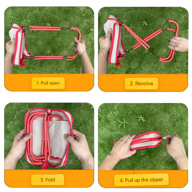 Pocket Chair - Foldable Portable Travel Chair - Camping Chair Folding - Carbon Steel - Light Weight - Free Bag