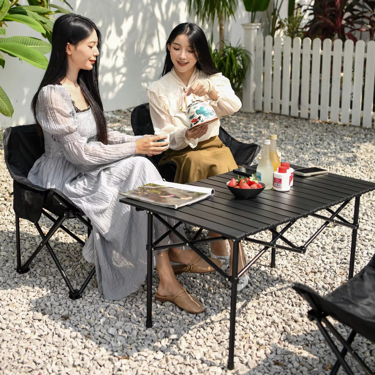 Camping Set Portable Table with 4 Chairs Set Bundle Offer Fold it in Bag Bring Anywhere Camping Trekking Travel Picnic Rooftop Garden Balcony Restaurants Light Weight Super Portable & Durable