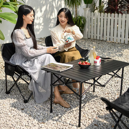 Camping Set Portable Table with 4 Chairs Set Bundle Offer Fold it in Bag Bring Anywhere Camping Trekking Travel Picnic Rooftop Garden Balcony Restaurants Light Weight Super Portable & Durable