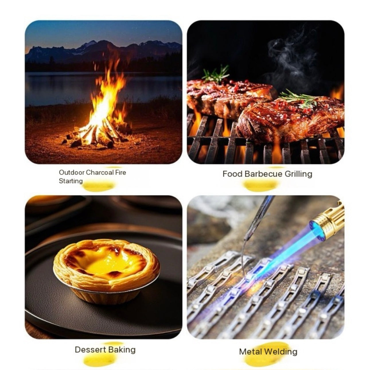 Camping BBQ Campfire Fire Starter Metal Lighter - Adjustable - Turbo Flame Windproof - Refillable Butane Jet Lighter for Survival Home Travel Outdoor Adventure Must have